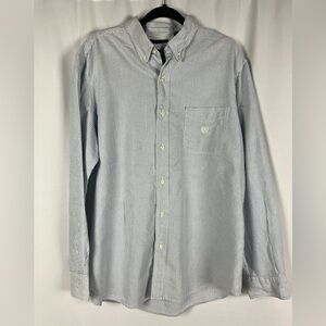 Blue & white striped Chaps button up shirt | size large